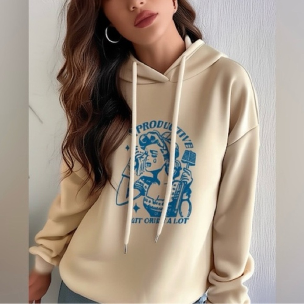 "Productive But Cries A Lot" Oversized Hoodie - Funny Retro Housewife